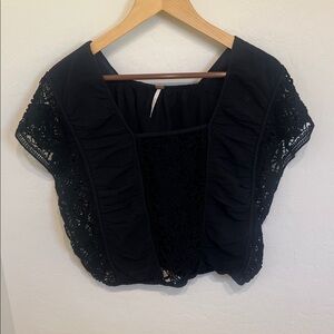 Free People Elegant Black Crochet Blouse